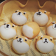 Dumplings shaped like shiba inus in box